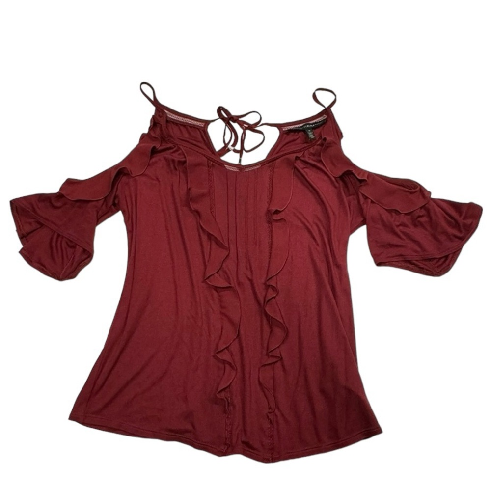 White House Black Market size medium burgundy colored blouse top.